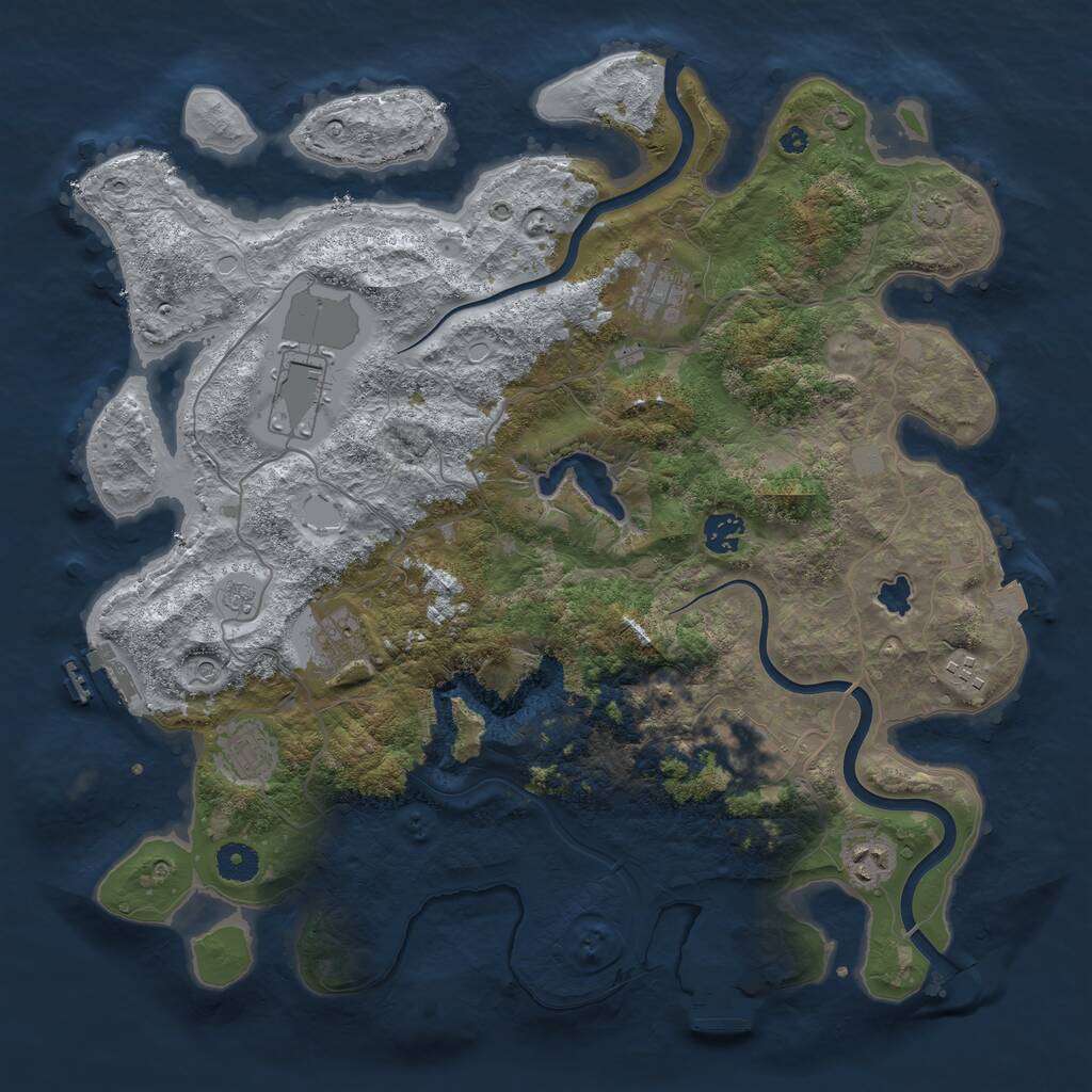 Rust Map: Procedural Map, Size: 4000, Seed: 5777544, 14 Monuments