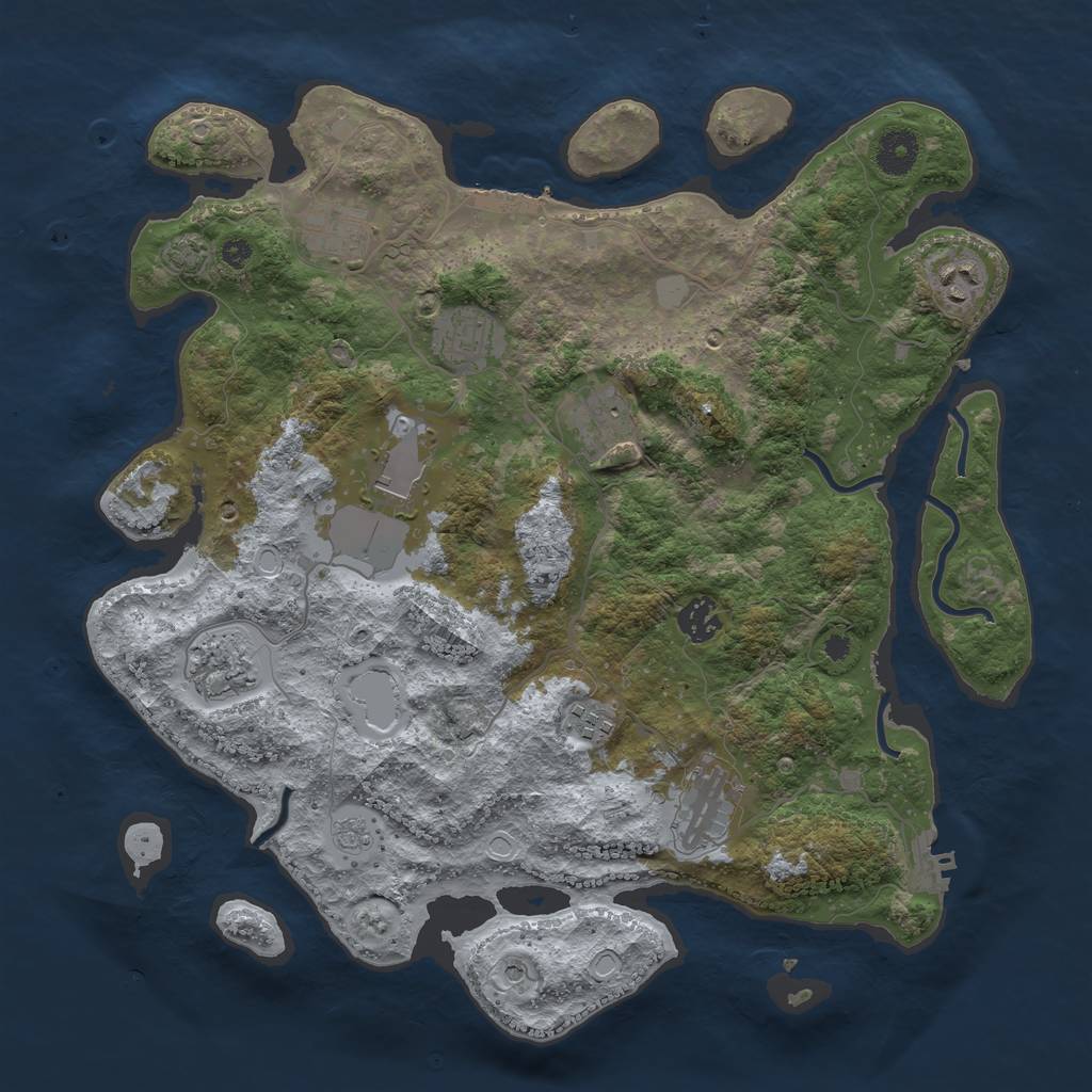 Rust Map: Procedural Map, Size: 3750, Seed: 475346012, 17 Monuments