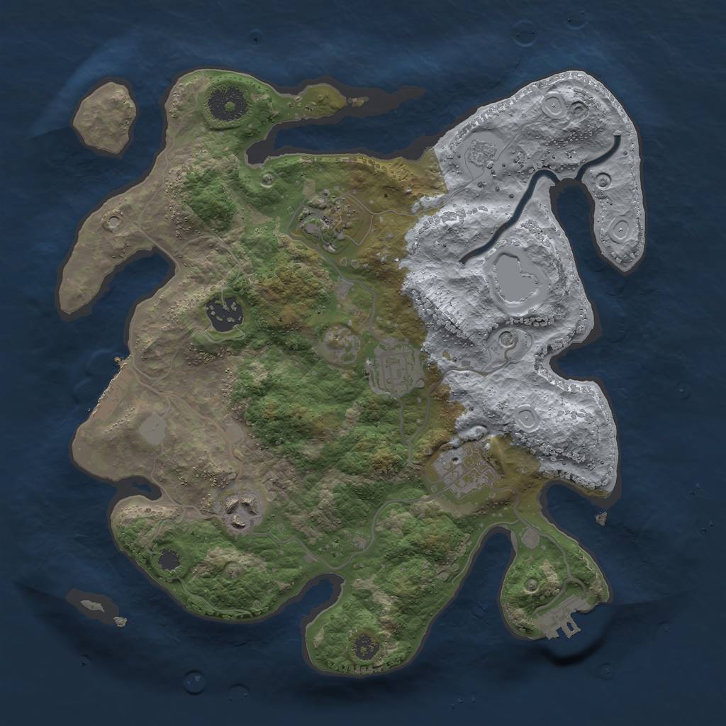 Rust Map: Procedural Map, Size: 3000, Seed: 23223, 12 Monuments