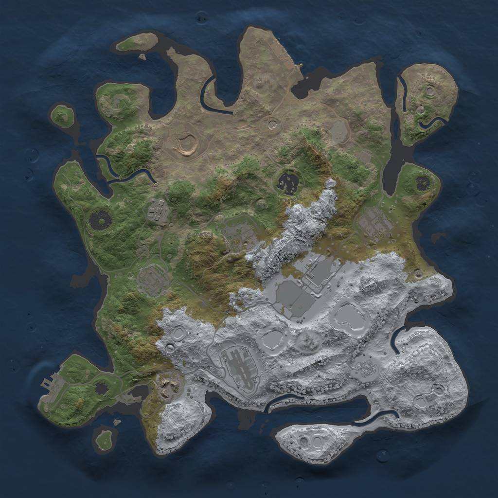 Rust Map: Procedural Map, Size: 3500, Seed: 5666195, 16 Monuments