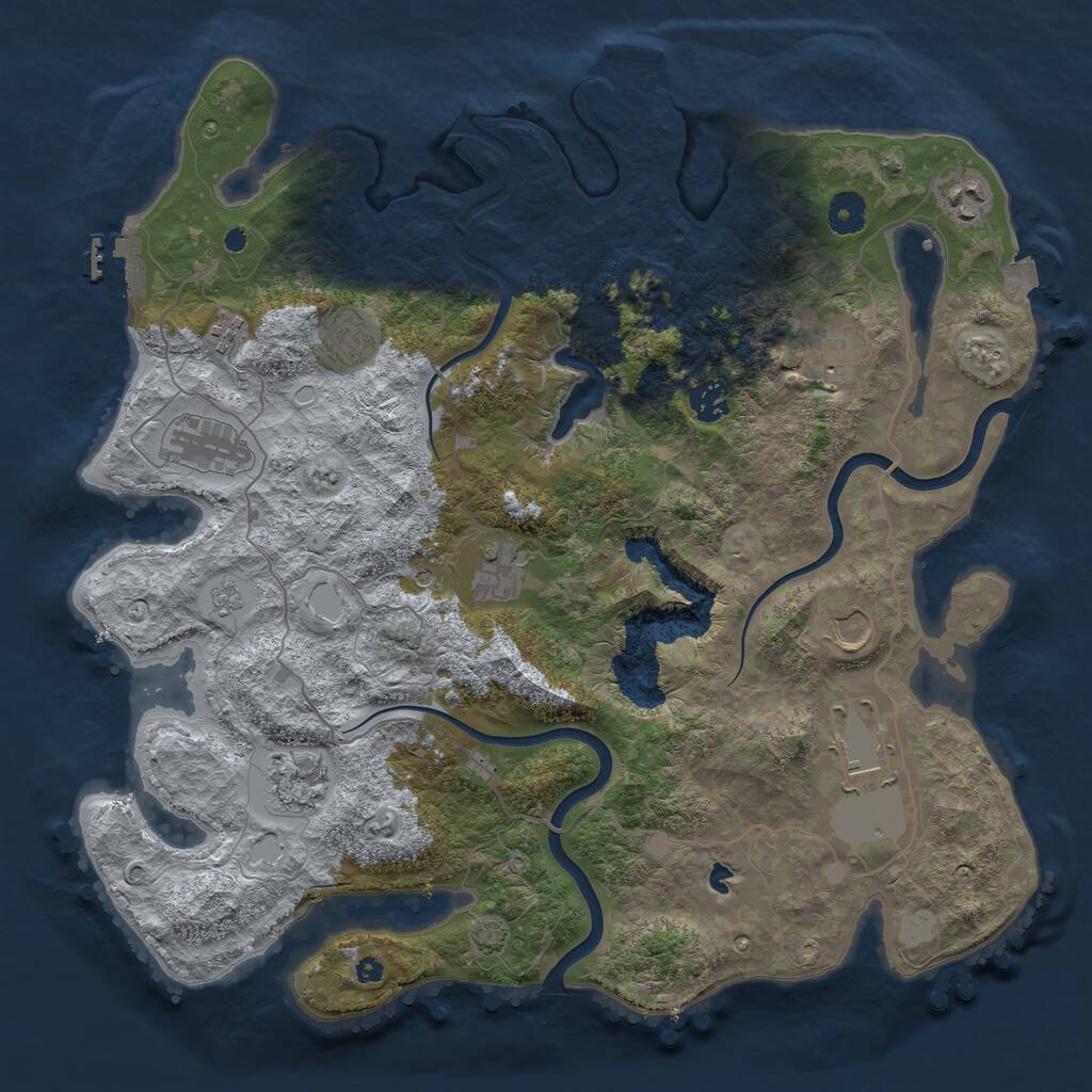 Rust Map: Procedural Map, Size: 4000, Seed: 316565, 16 Monuments