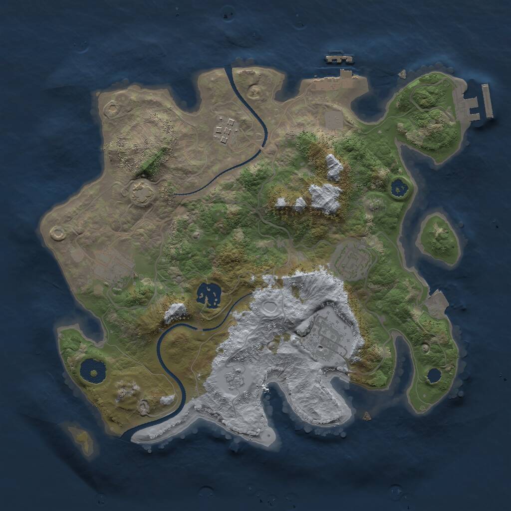 Rust Map: Procedural Map, Size: 3000, Seed: 891554294, 10 Monuments