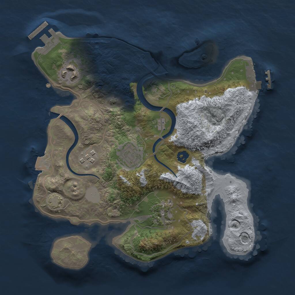 Rust Map: Procedural Map, Size: 2500, Seed: 656730278, 8 Monuments