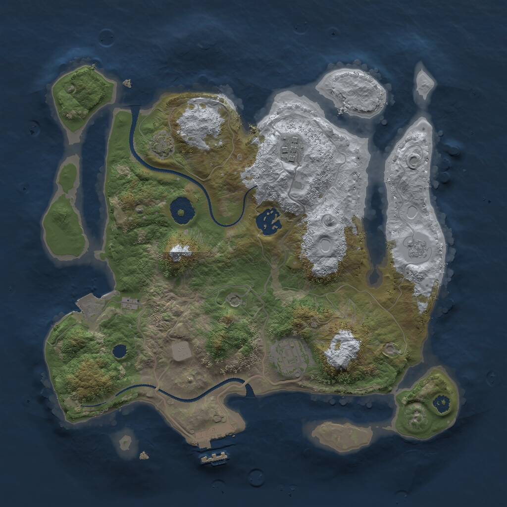 Rust Map: Procedural Map, Size: 3000, Seed: 18614, 8 Monuments