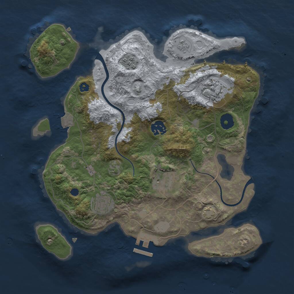 Rust Map: Procedural Map, Size: 3000, Seed: 1713768078, 9 Monuments