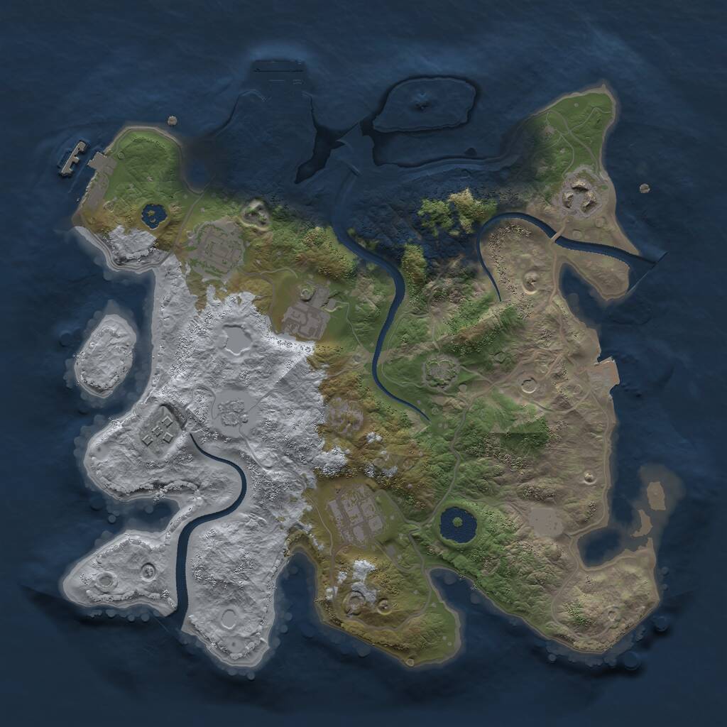 Rust Map: Procedural Map, Size: 3000, Seed: 4533, 11 Monuments