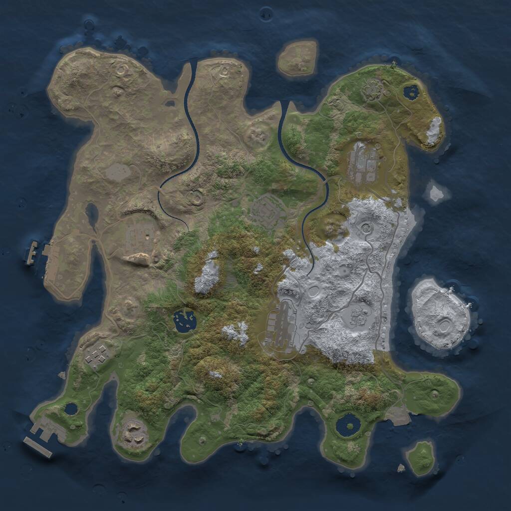 Rust Map: Procedural Map, Size: 3300, Seed: 827374058, 13 Monuments