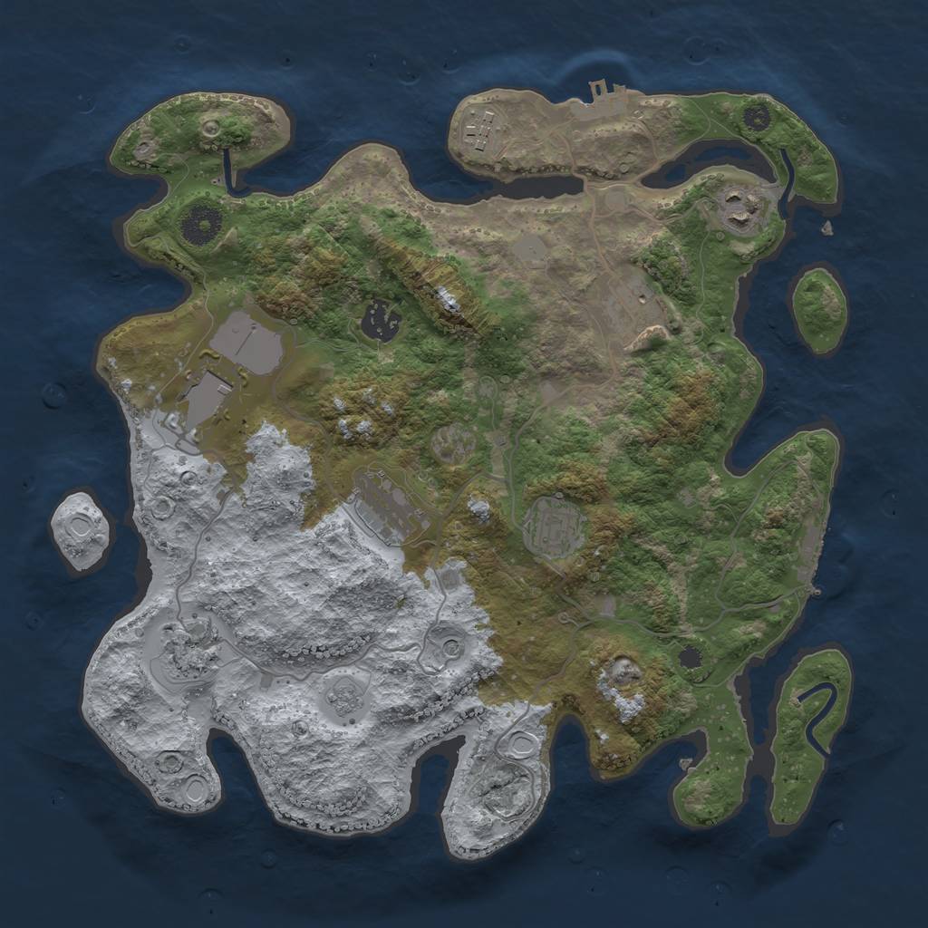 Rust Map: Procedural Map, Size: 3500, Seed: 1153527171, 15 Monuments