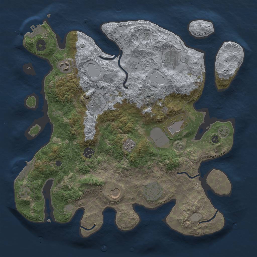 Rust Map: Procedural Map, Size: 3500, Seed: 1223059377, 16 Monuments