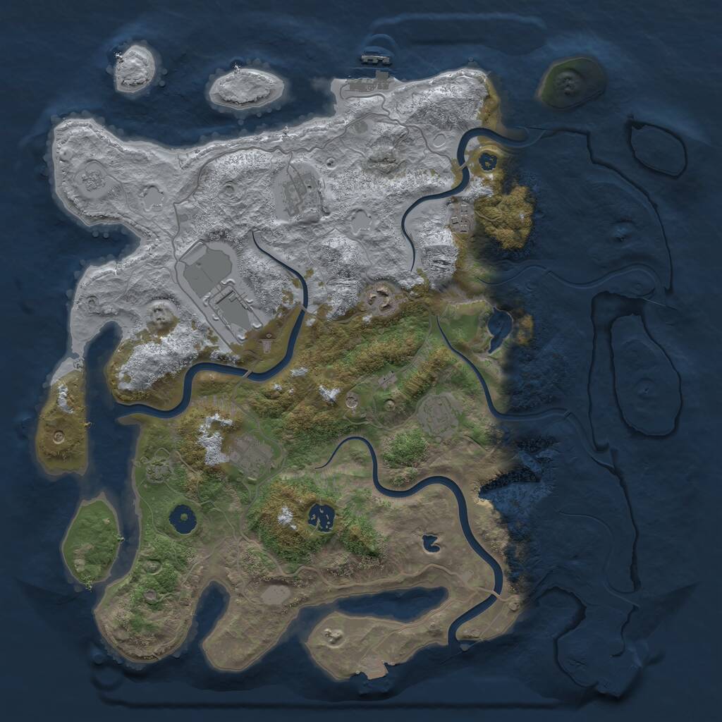 Rust Map: Procedural Map, Size: 4000, Seed: 729205, 13 Monuments