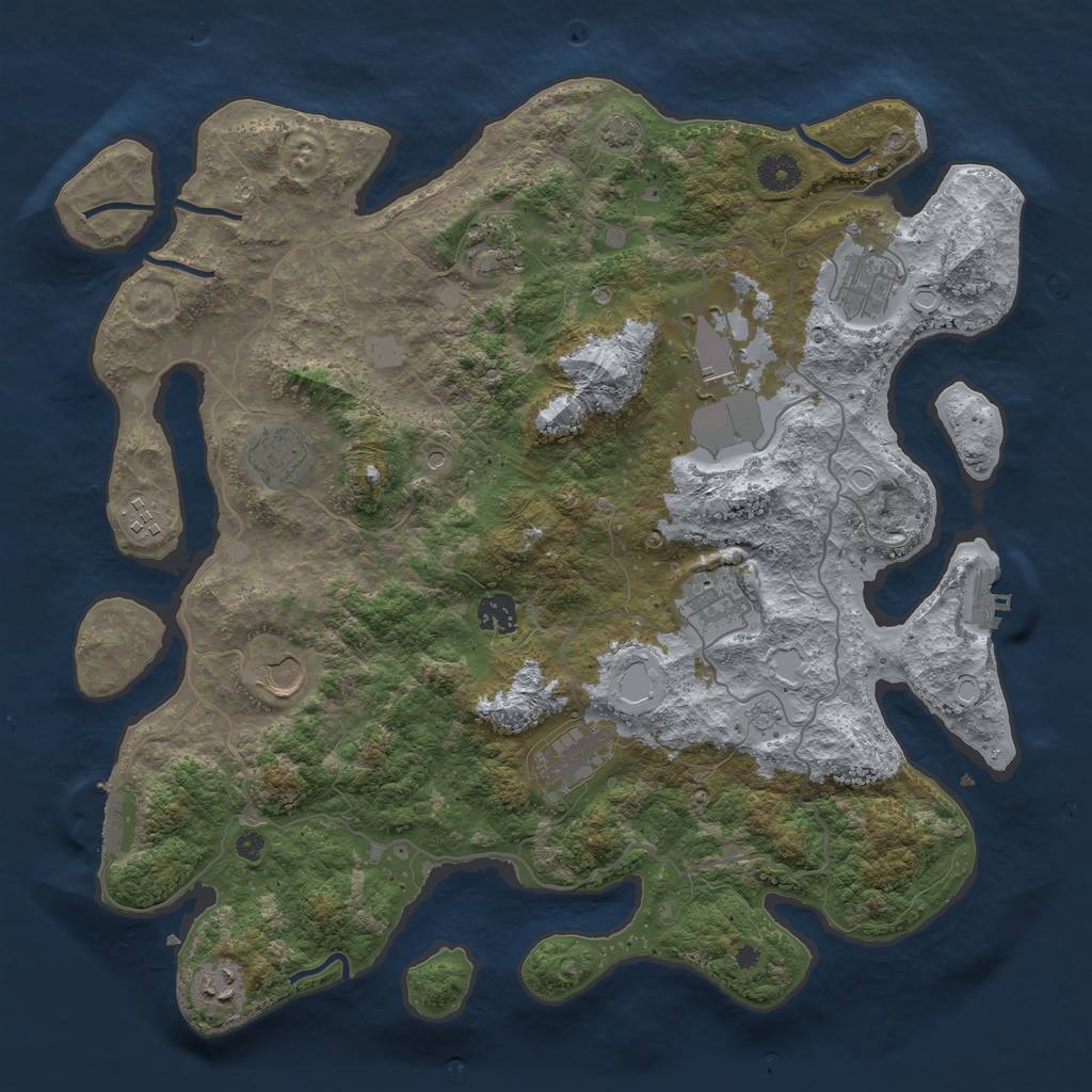Rust Map: Procedural Map, Size: 4000, Seed: 2057203858, 18 Monuments