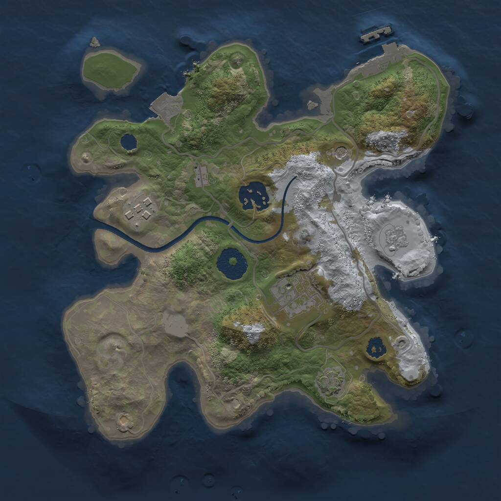 Rust Map: Procedural Map, Size: 2500, Seed: 323212, 8 Monuments