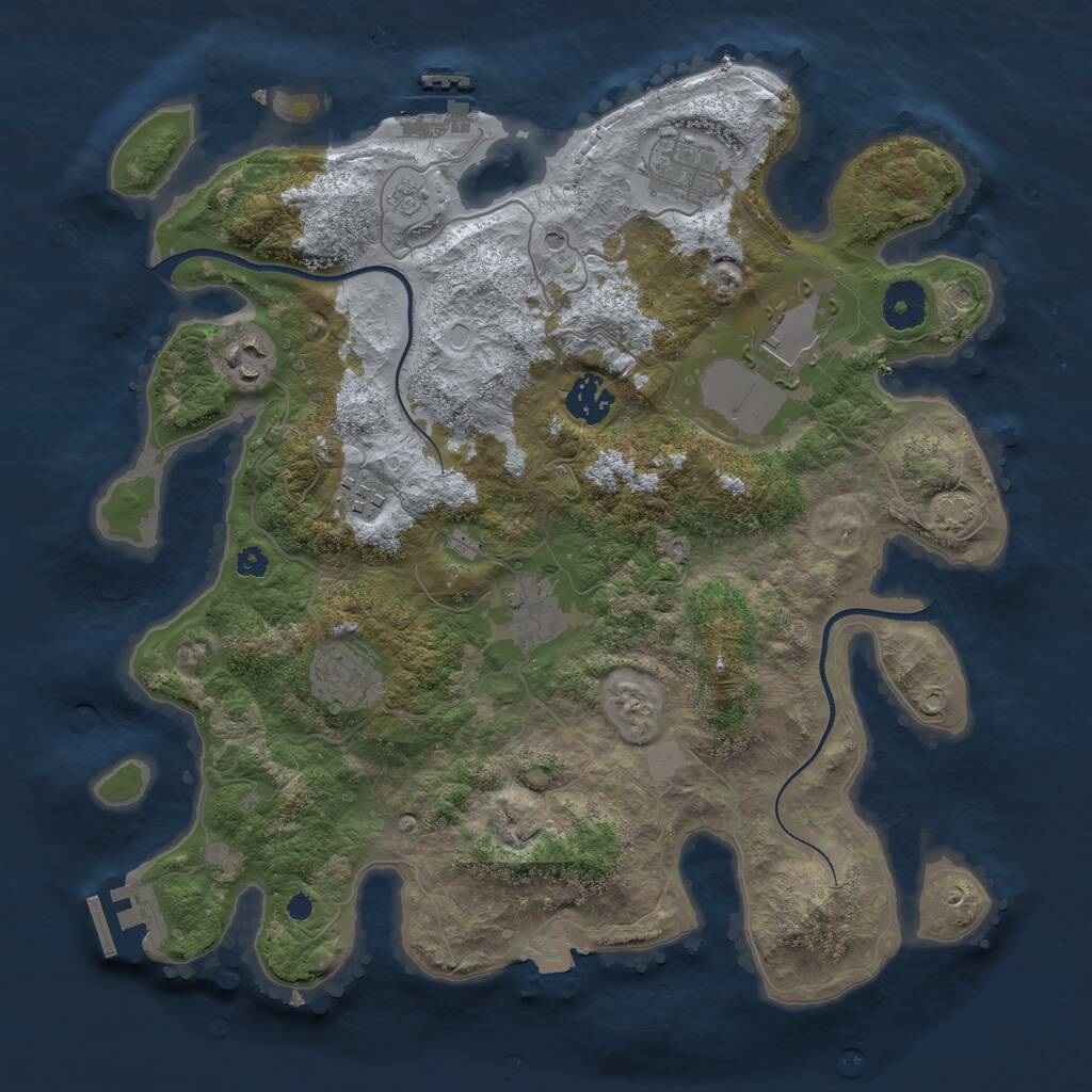 Rust Map: Procedural Map, Size: 3500, Seed: 1620764727, 13 Monuments