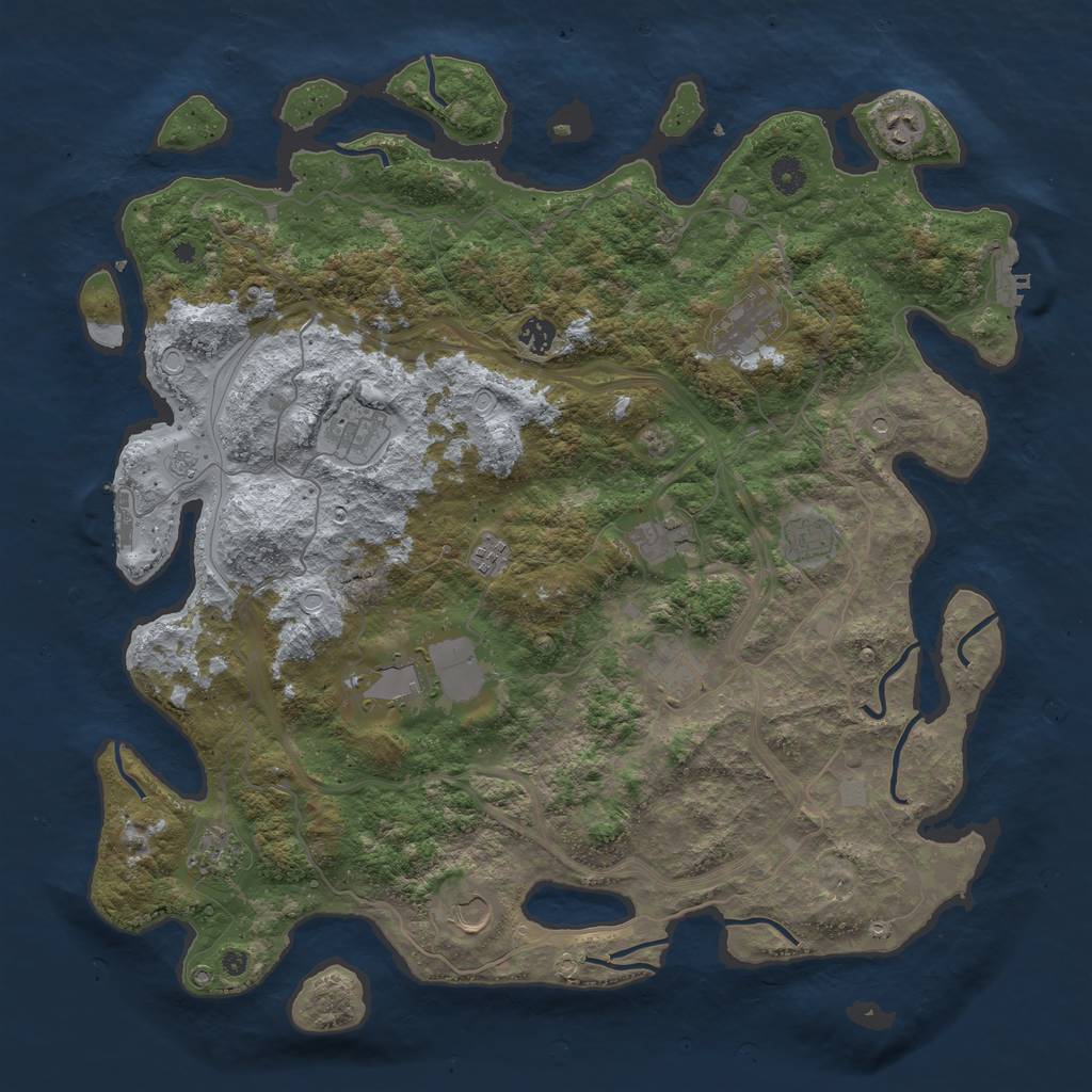 Rust Map: Procedural Map, Size: 4500, Seed: 1856009631, 18 Monuments