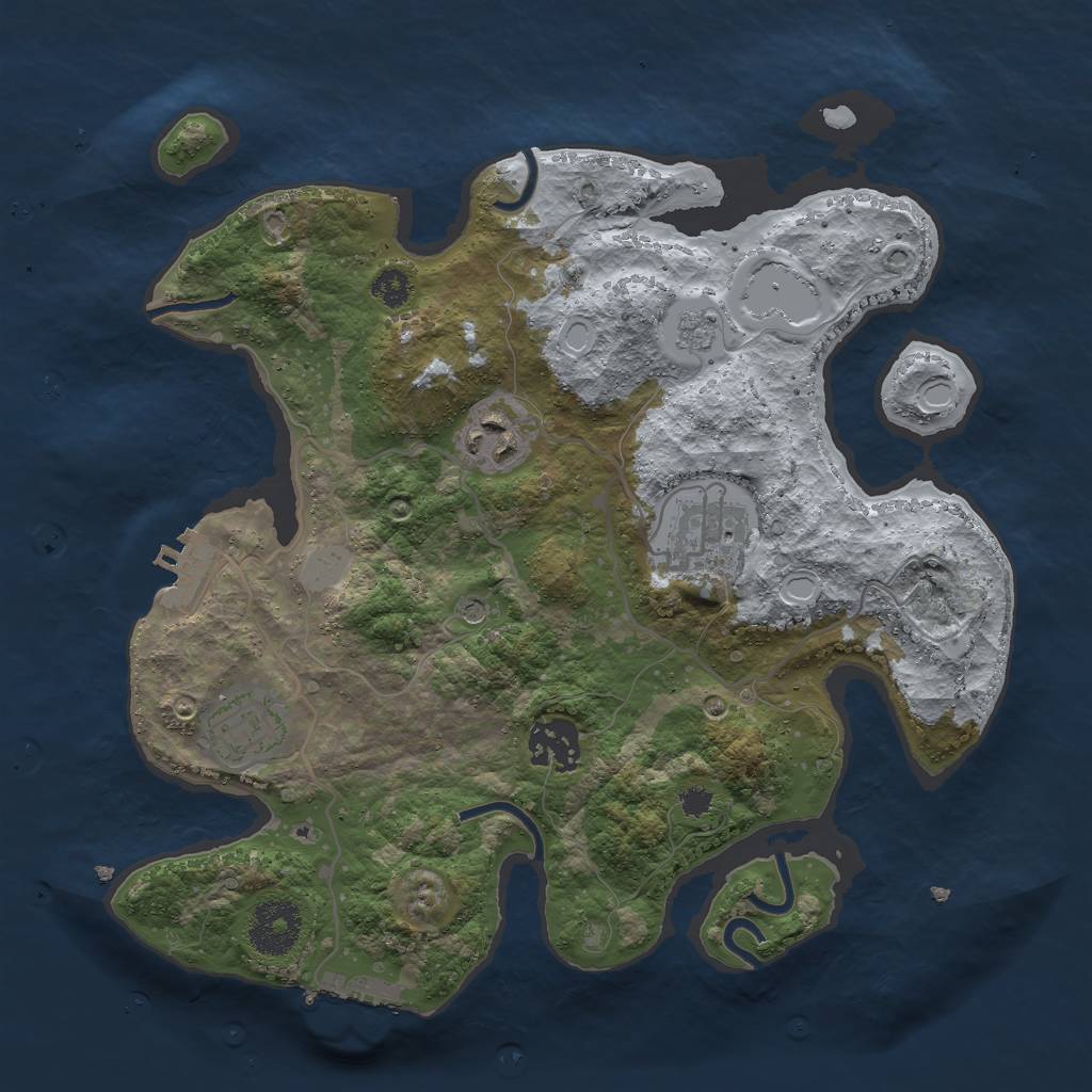 Rust Map: Procedural Map, Size: 3000, Seed: 1509184373, 11 Monuments