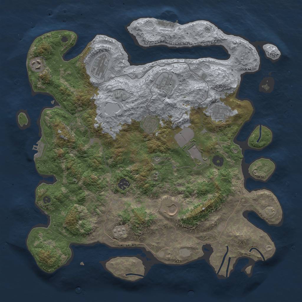 Rust Map: Procedural Map, Size: 4000, Seed: 1280103201, 17 Monuments