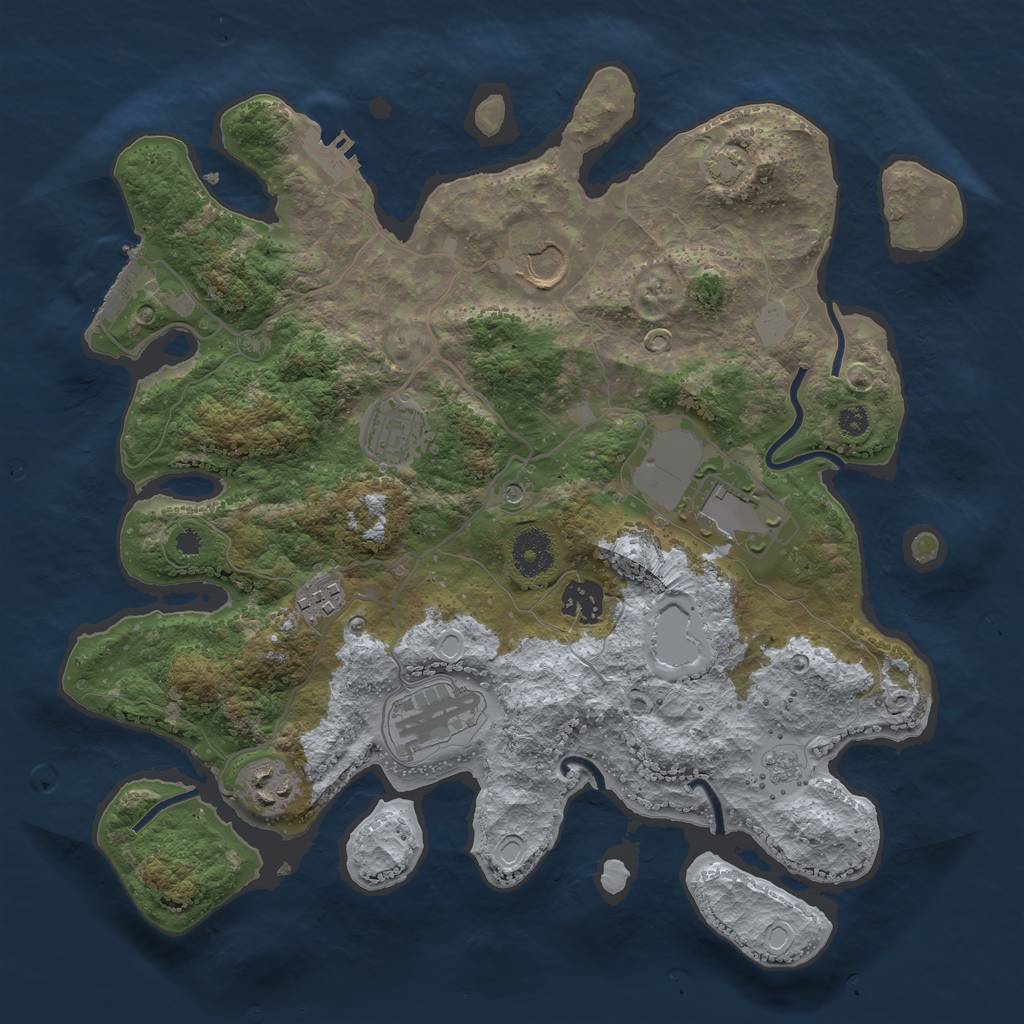 Rust Map: Procedural Map, Size: 3500, Seed: 414862, 15 Monuments