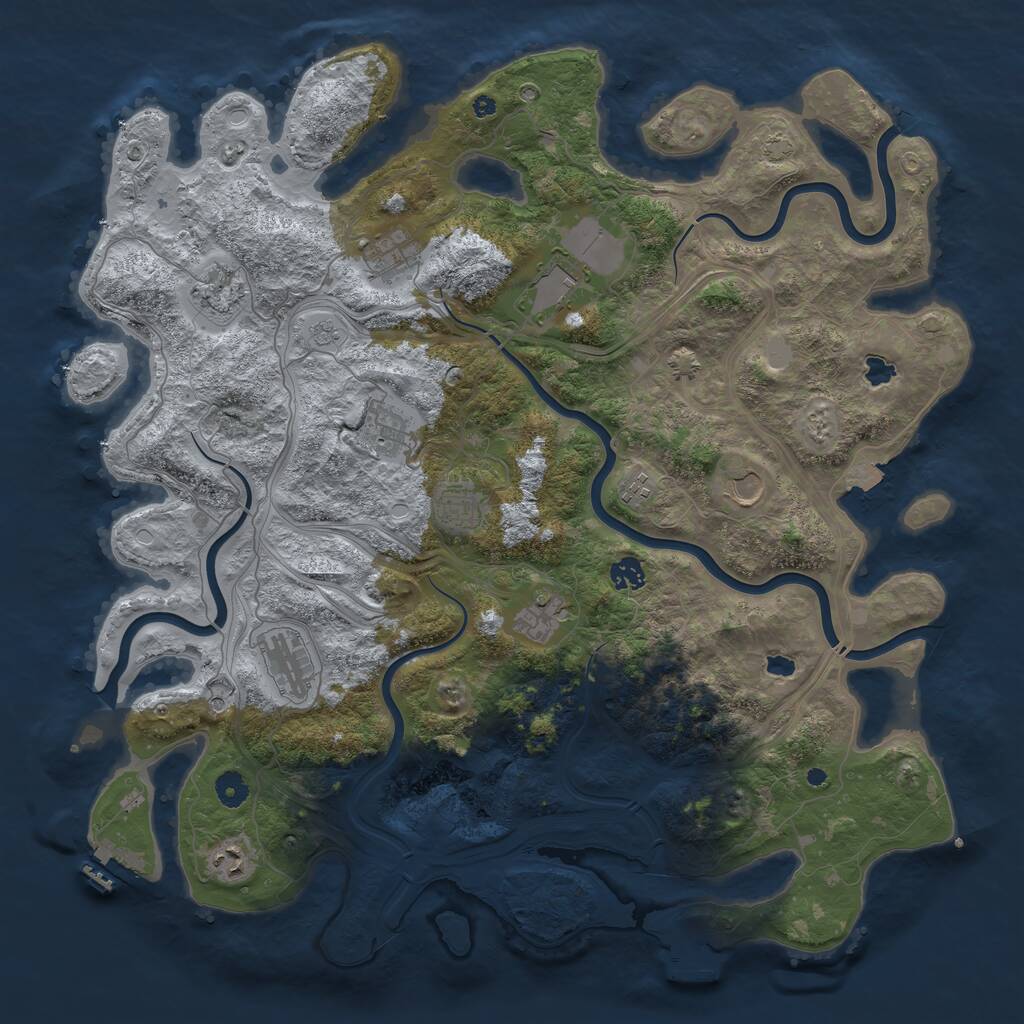 Rust Map: Procedural Map, Size: 4500, Seed: 3165, 17 Monuments