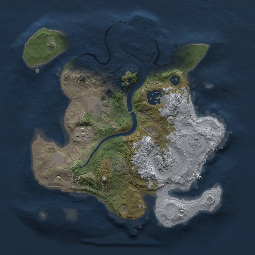 Rust Map: Procedural Map, Size: 2500, Seed: 1218639280, 9 Monuments