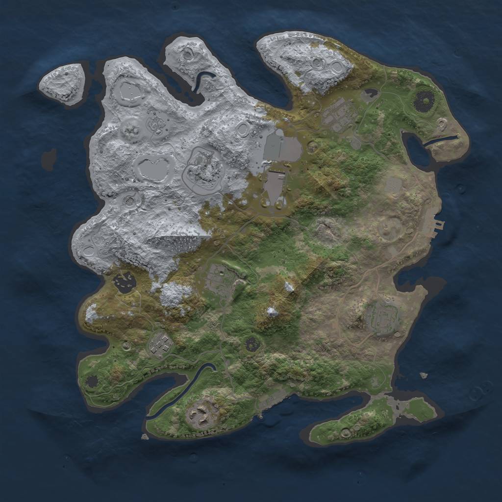Rust Map: Procedural Map, Size: 3500, Seed: 458586489, 15 Monuments