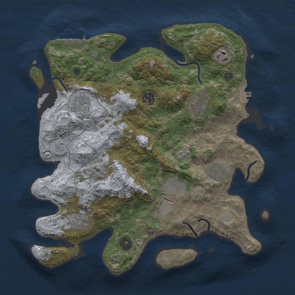 Rust Map: Procedural Map, Size: 3500, Seed: 707088554, 15 Monuments