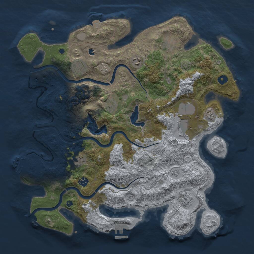 Rust Map: Procedural Map, Size: 4000, Seed: 1060855616, 15 Monuments
