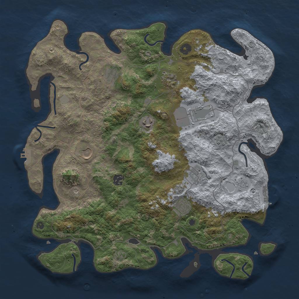 Rust Map: Procedural Map, Size: 4000, Seed: 599662125, 17 Monuments