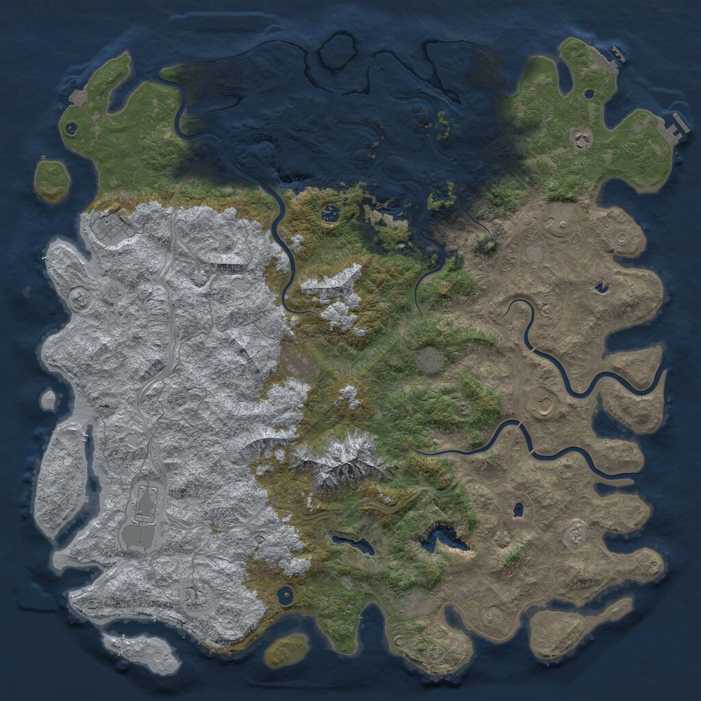 Rust Map: Procedural Map, Size: 6000, Seed: 35423, 17 Monuments