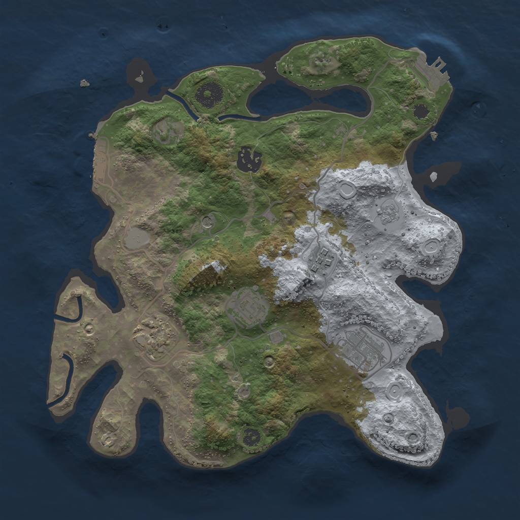 Rust Map: Procedural Map, Size: 3000, Seed: 32505, 12 Monuments
