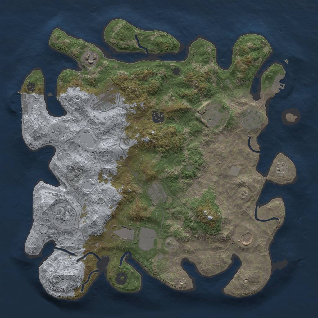 Rust Map: Procedural Map, Size: 3753, Seed: 151277661, 17 Monuments