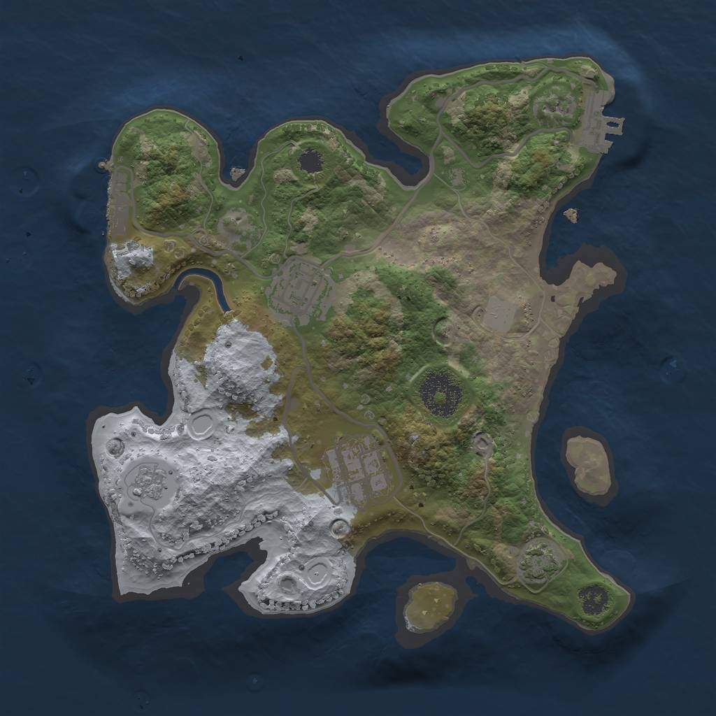 Rust Map: Procedural Map, Size: 2500, Seed: 706075776, 9 Monuments