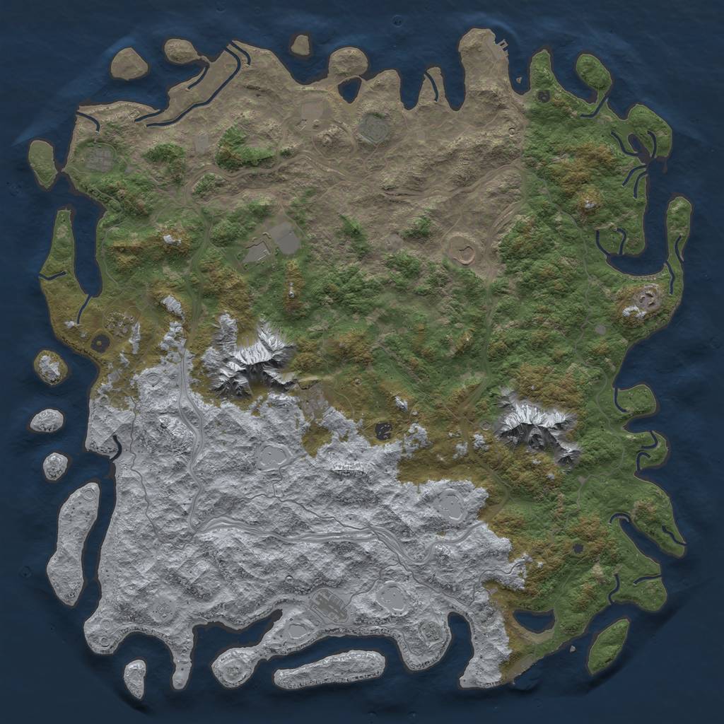 Rust Map: Procedural Map, Size: 6000, Seed: 875875875, 18 Monuments
