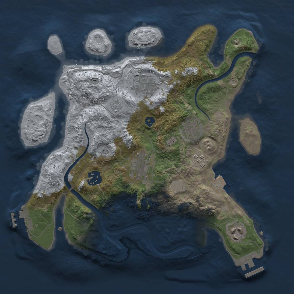 Rust Map: Procedural Map, Size: 3000, Seed: 21435, 11 Monuments