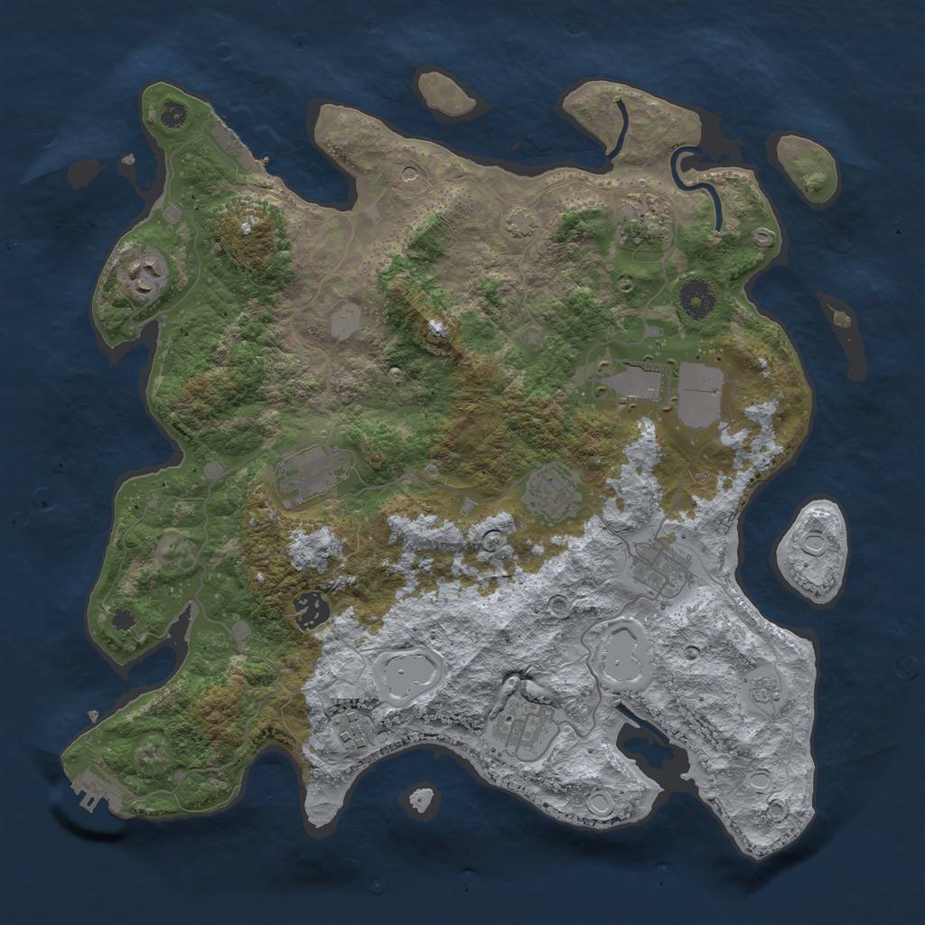 Rust Map: Procedural Map, Size: 3750, Seed: 581407494, 17 Monuments