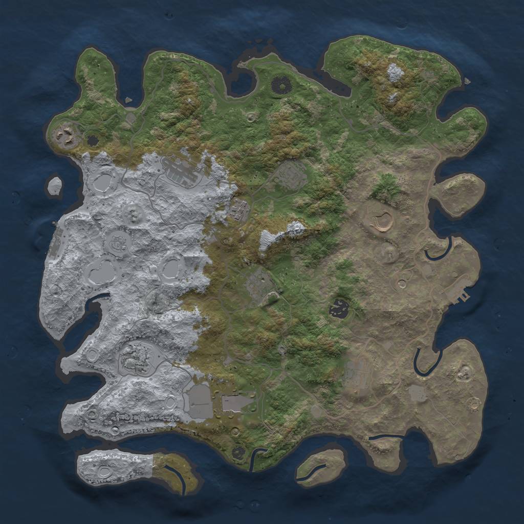 Rust Map: Procedural Map, Size: 4000, Seed: 35423, 17 Monuments