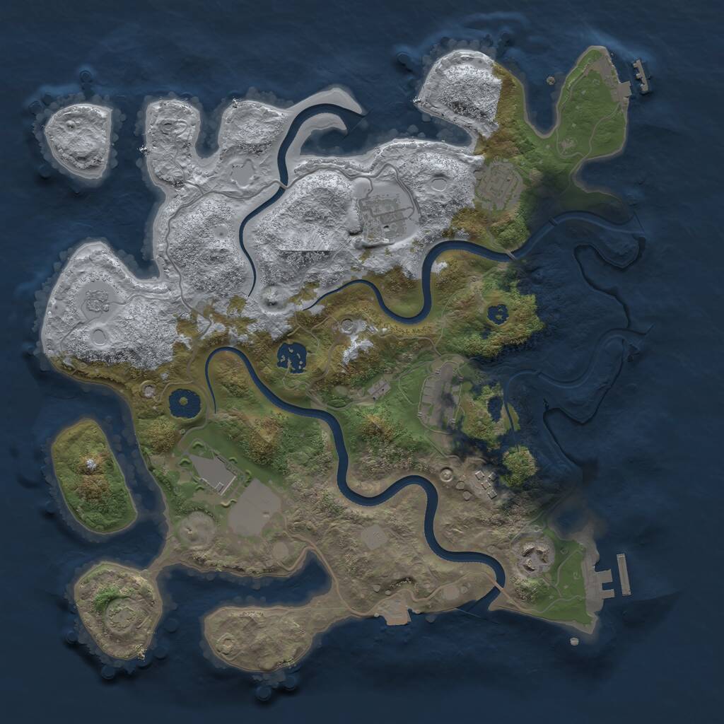 Rust Map: Procedural Map, Size: 3500, Seed: 1801420108, 13 Monuments