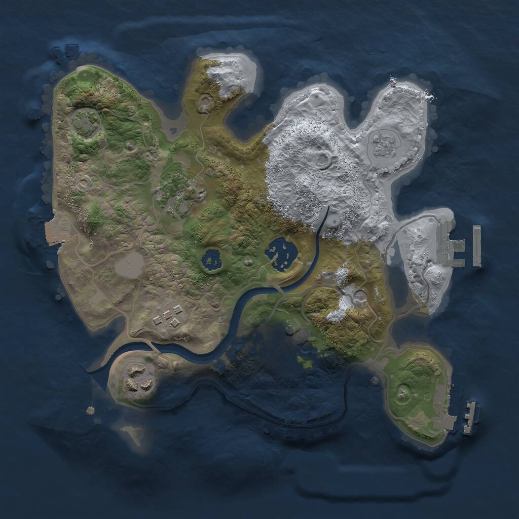 Rust Map: Procedural Map, Size: 2500, Seed: 832954459, 11 Monuments