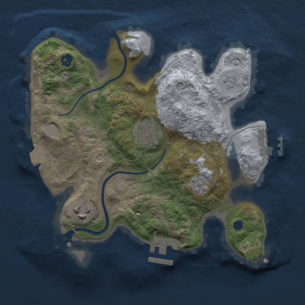 Rust Map: Procedural Map, Size: 2500, Seed: 832954459, 8 Monuments