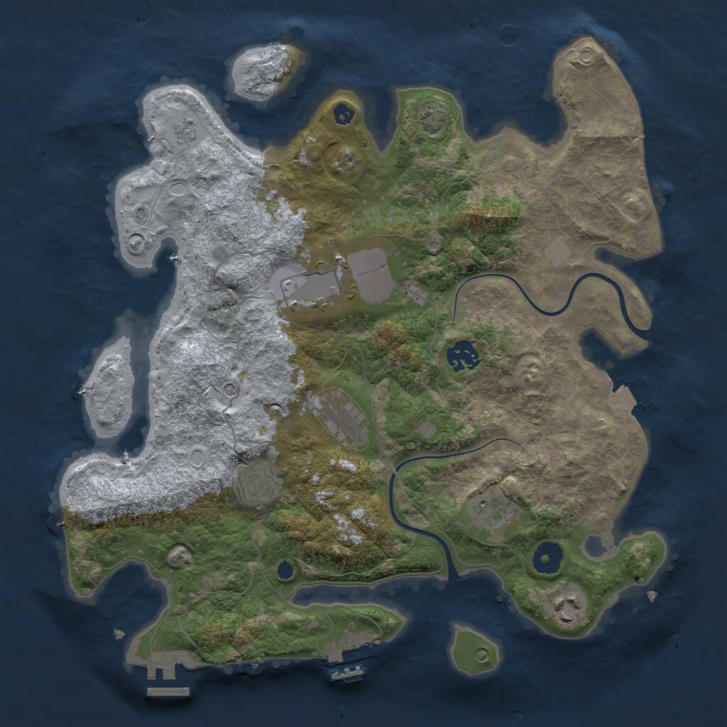 Rust Map: Procedural Map, Size: 3500, Seed: 713038847, 12 Monuments