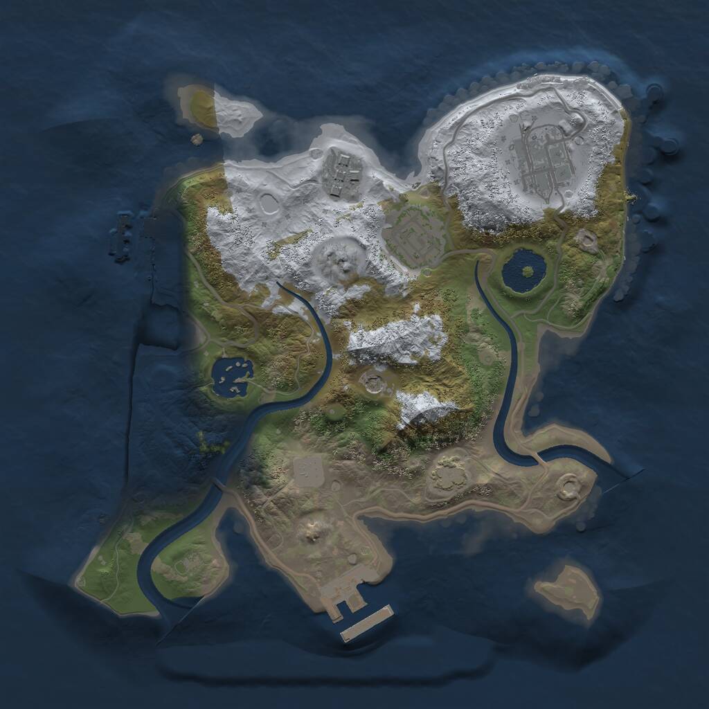 Rust Map: Procedural Map, Size: 2500, Seed: 2082468217, 9 Monuments