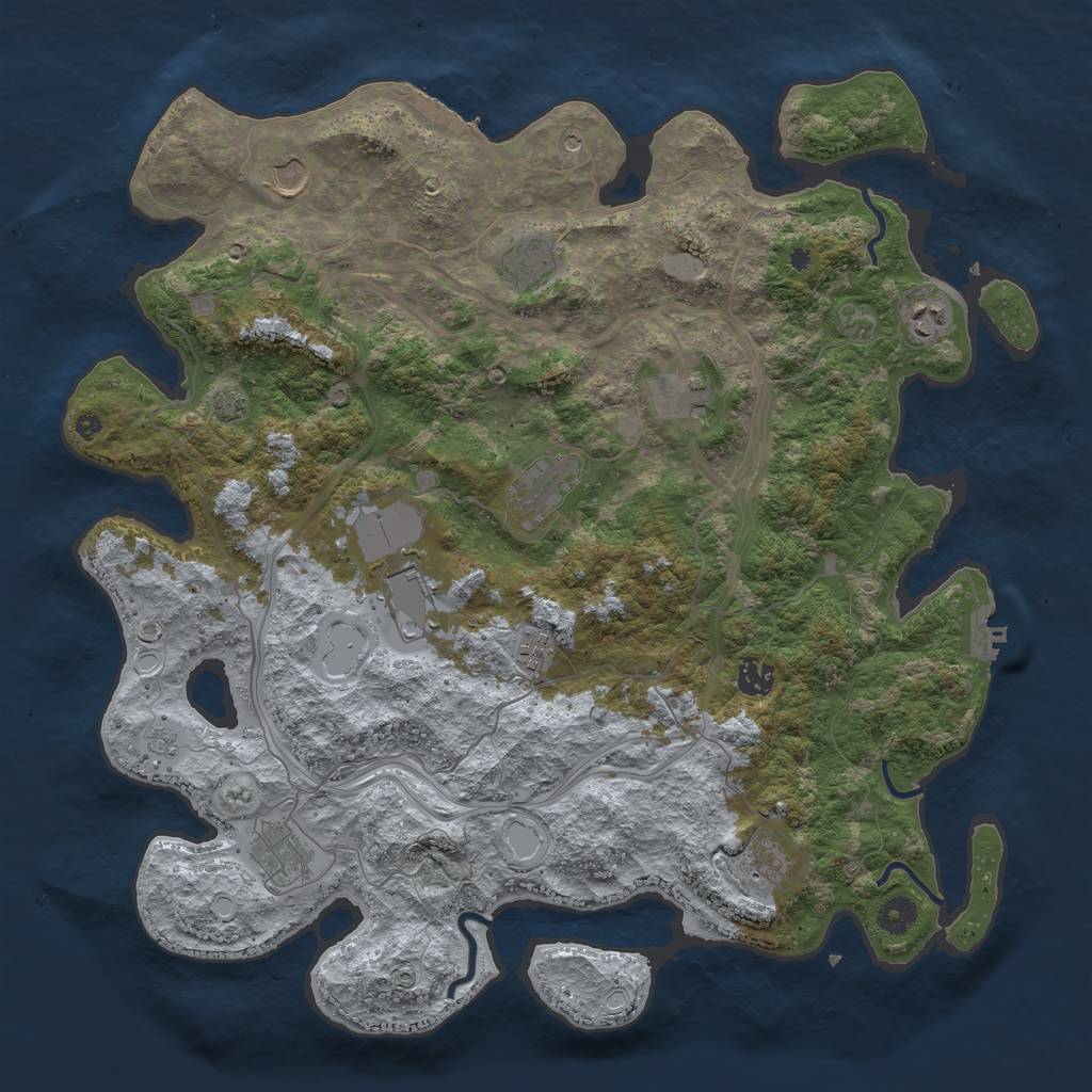 Rust Map: Procedural Map, Size: 4250, Seed: 848411994, 18 Monuments