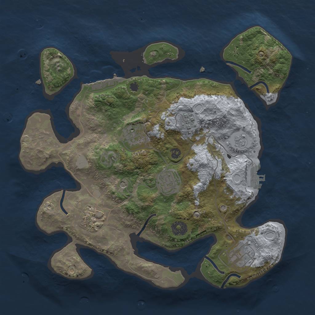 Rust Map: Procedural Map, Size: 3000, Seed: 1016005822, 12 Monuments