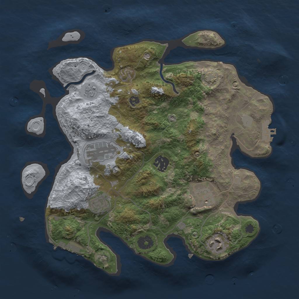 Rust Map: Procedural Map, Size: 3000, Seed: 1940846633, 12 Monuments