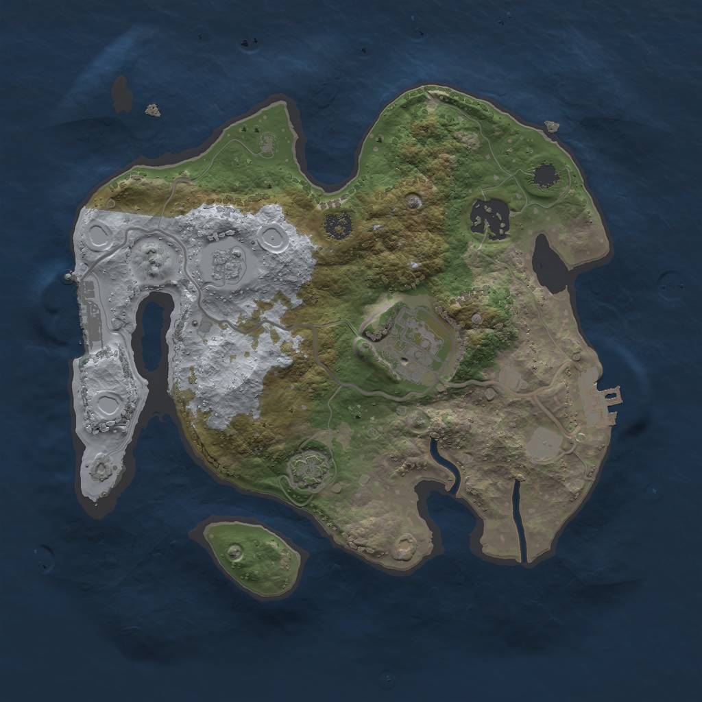 Rust Map: Procedural Map, Size: 2500, Seed: 1619523653, 9 Monuments