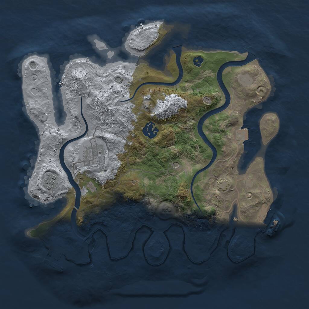Rust Map: Procedural Map, Size: 3000, Seed: 21440, 8 Monuments