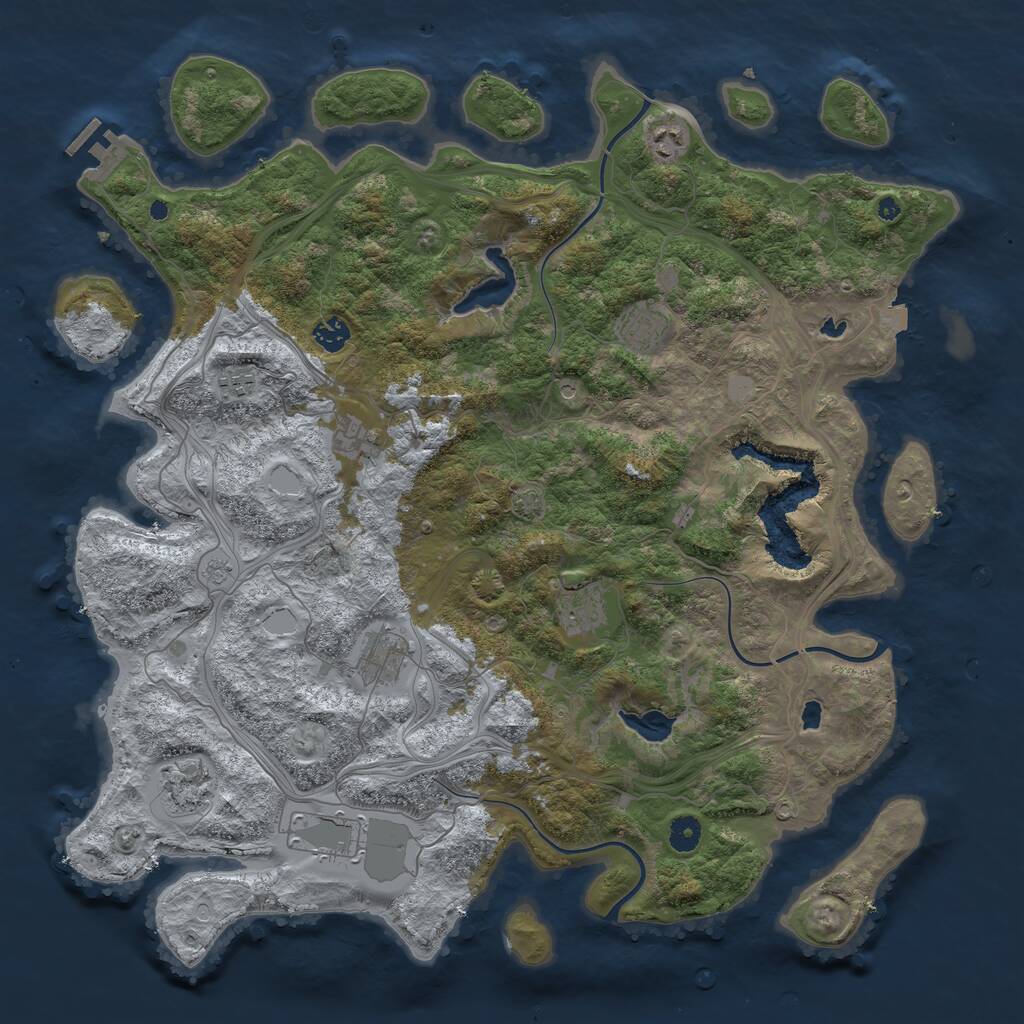 Rust Map: Procedural Map, Size: 4500, Seed: 12763030, 14 Monuments