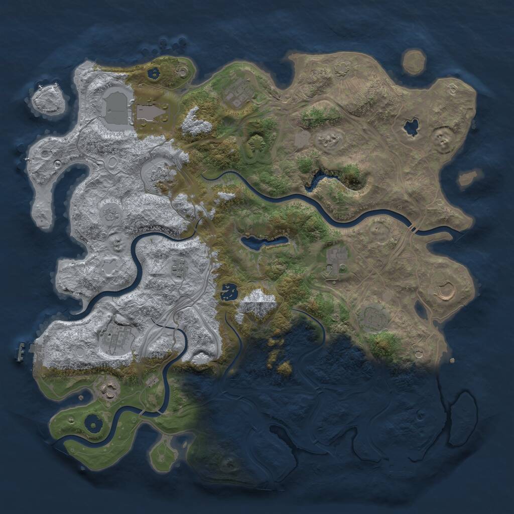 Rust Map: Procedural Map, Size: 4250, Seed: 385419349, 16 Monuments