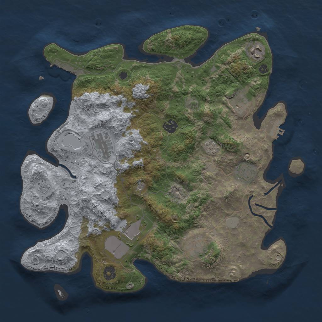 Rust Map: Procedural Map, Size: 3550, Seed: 4000, 15 Monuments