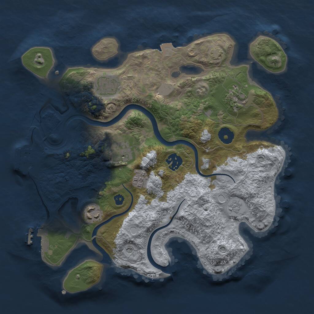 Rust Map: Procedural Map, Size: 3000, Seed: 1814832655, 12 Monuments