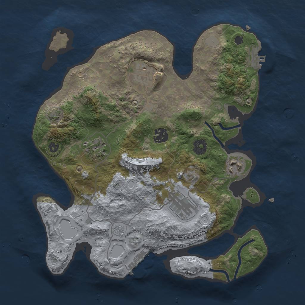Rust Map: Procedural Map, Size: 3000, Seed: 1319313256, 12 Monuments